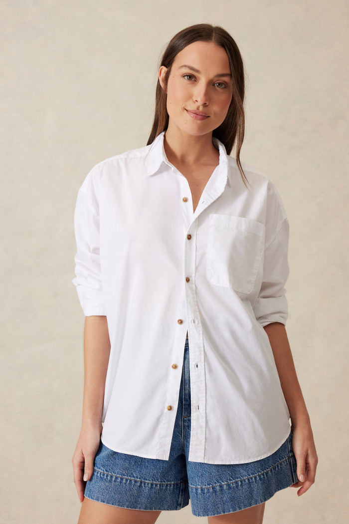 Peta Oversized Shirt - White Organic Cotton