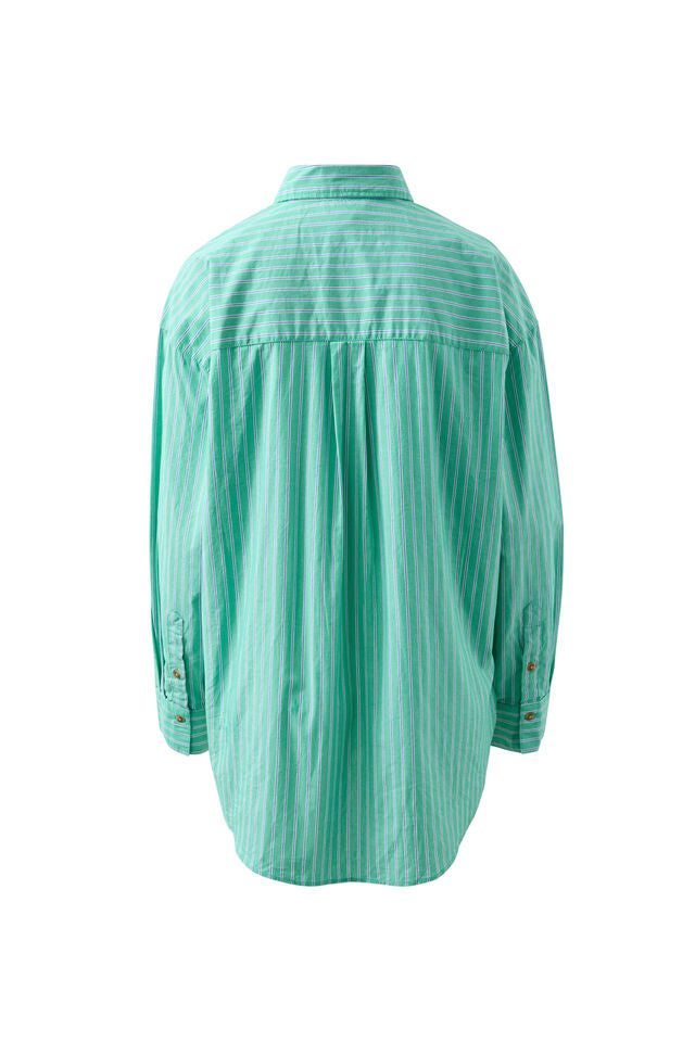 Peta Oversized Shirt - Zesty Green Triple Stripe