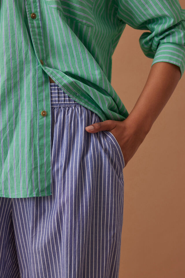 Peta Oversized Shirt - Zesty Green Triple Stripe