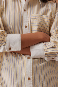 Peta Oversized Shirt - Sunny Yellow Stripe White Collar