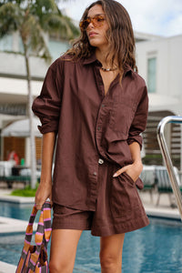 Peta Oversized Shirt - Chocolate