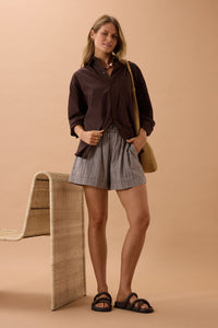 Peta Oversized Shirt - Chocolate