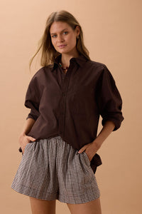 Peta Oversized Shirt - Chocolate