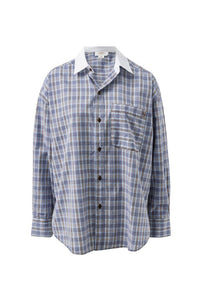 Peta Oversized Shirt - Blue Chocolate Check
