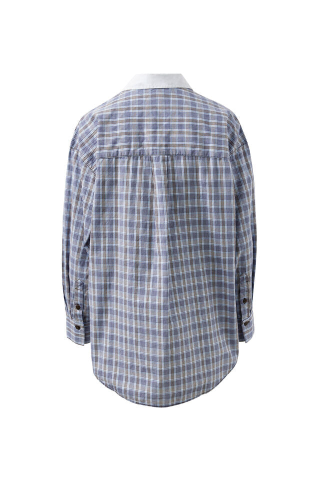 Peta Oversized Shirt - Blue Chocolate Check
