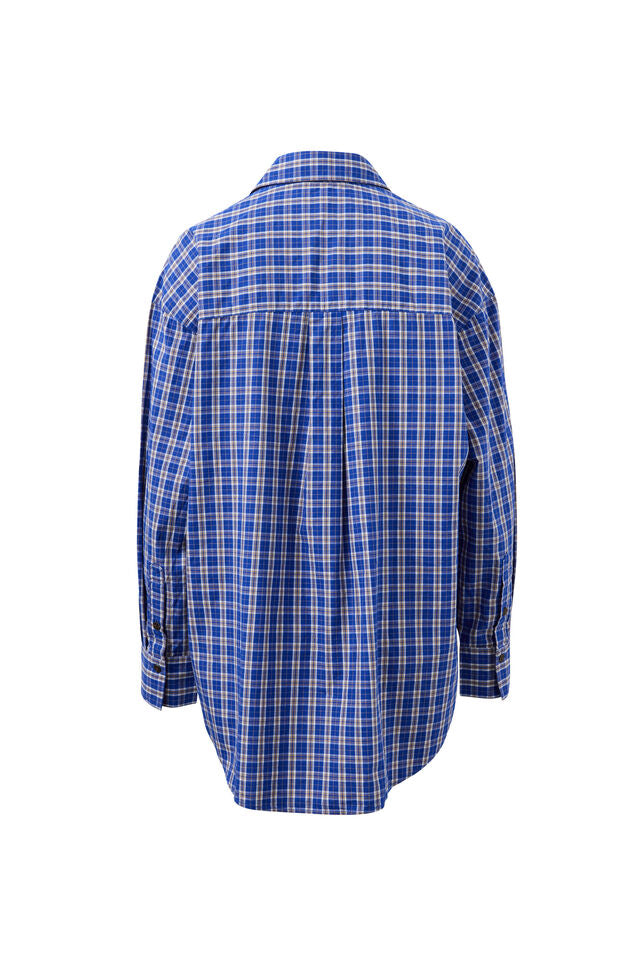 Peta Oversized Shirt - Polo Blue Check