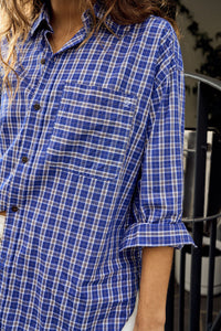 Peta Oversized Shirt - Polo Blue Check