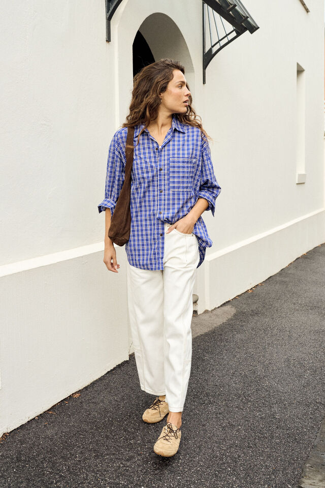 Peta Oversized Shirt - Polo Blue Check