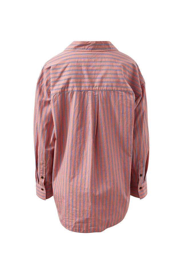 Peta Oversized Shirt - Pink Clay Stripe
