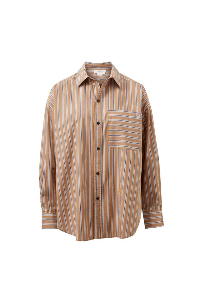 Peta Oversized Shirt - Biscuit Stripe