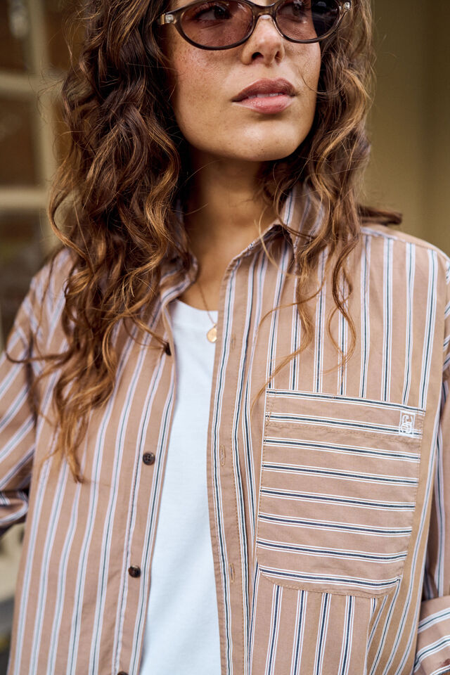 Peta Oversized Shirt - Biscuit Stripe