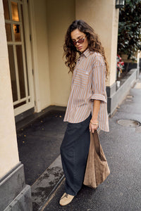 Peta Oversized Shirt - Biscuit Stripe