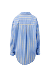 Peta Oversized Shirt - Bay Blue Butter Yellow Stripe