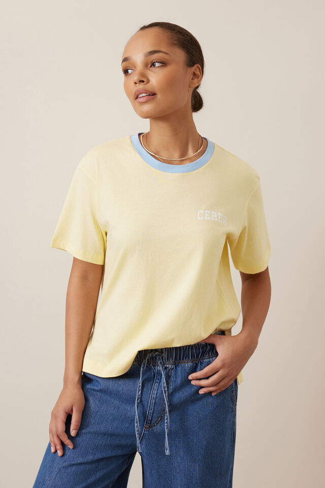 Stevie Slouchy Tee - New Butter/Heritage Logo