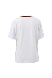 Stevie Slouchy Tee - White/Choc Sports Logo