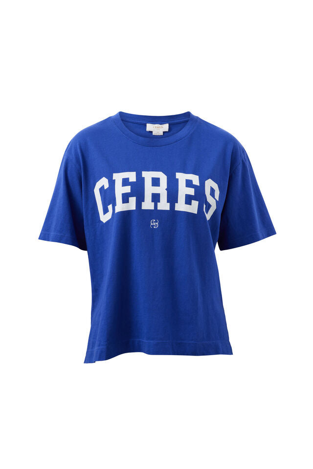 Stevie Slouchy Tee - Polo Blue/Marshmallow Varsity
