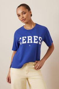 Stevie Slouchy Tee - Polo Blue/Marshmallow Varsity