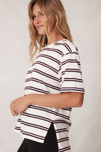 Stevie Slouchy Tee - Vanilla/Wine Retro Stripe