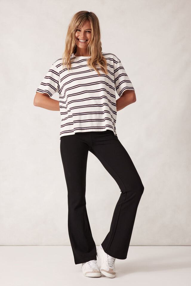 Stevie Slouchy Tee - Vanilla/Wine Retro Stripe