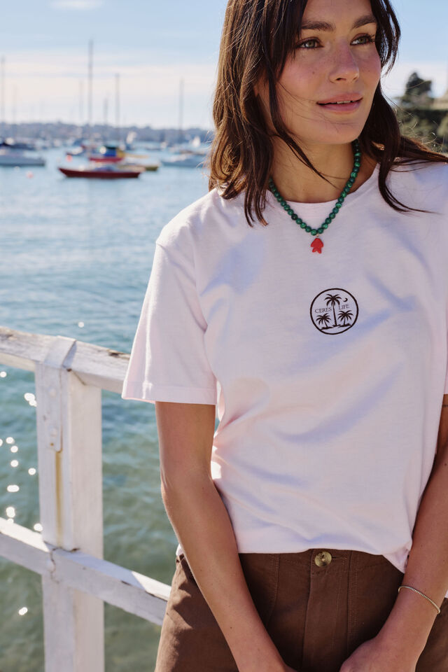 Stevie Slouchy Tee - Sunfaded Tint/Island Print