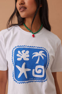 Stevie Slouchy Tee - White Ceres Paradise Print