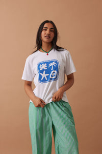 Stevie Slouchy Tee - White Ceres Paradise Print