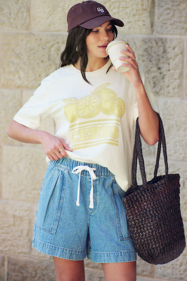 Stevie Slouchy Tee - Summer Stone/Ceres Citrus
