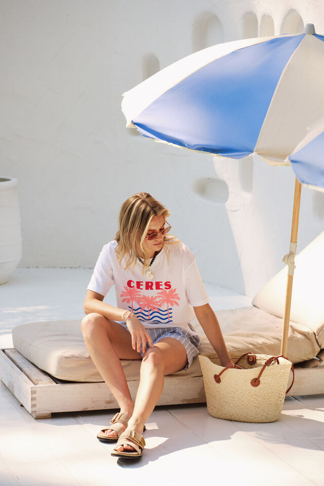 Stevie Slouchy Tee - White/Ceres Retro Palms