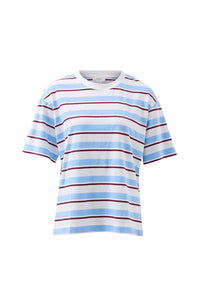 Stevie Slouchy Tee - Powder/Pomegranate Retro Stripe