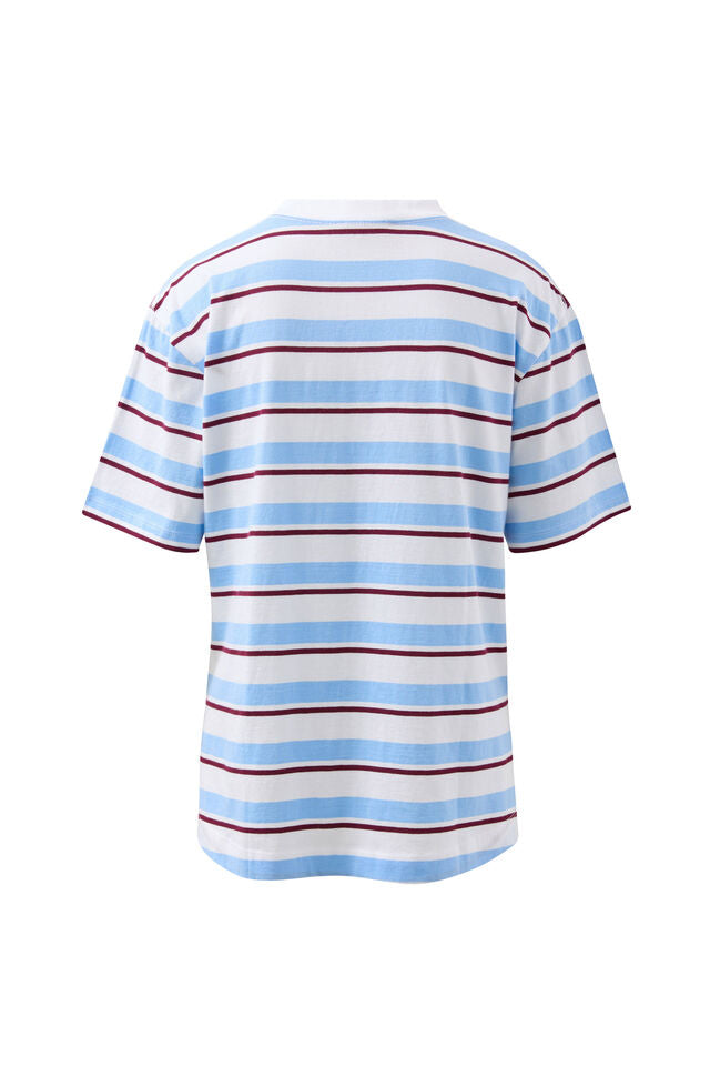 Stevie Slouchy Tee - Powder/Pomegranate Retro Stripe