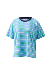 Stevie Slouchy Tee - Powder/Zesty Green Stripe