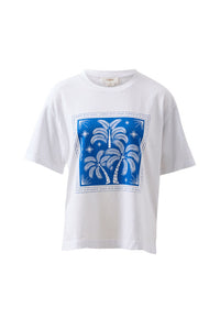 Stevie Slouchy Tee - White/Palm Scarf Print