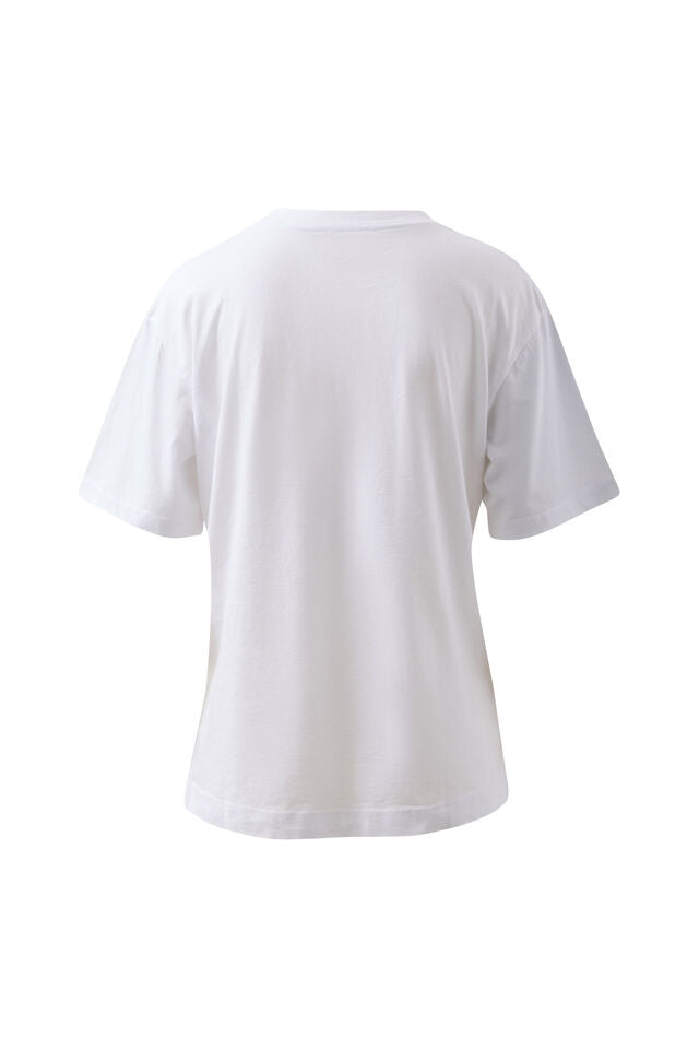 Stevie Slouchy Tee - White/Palm Scarf Print