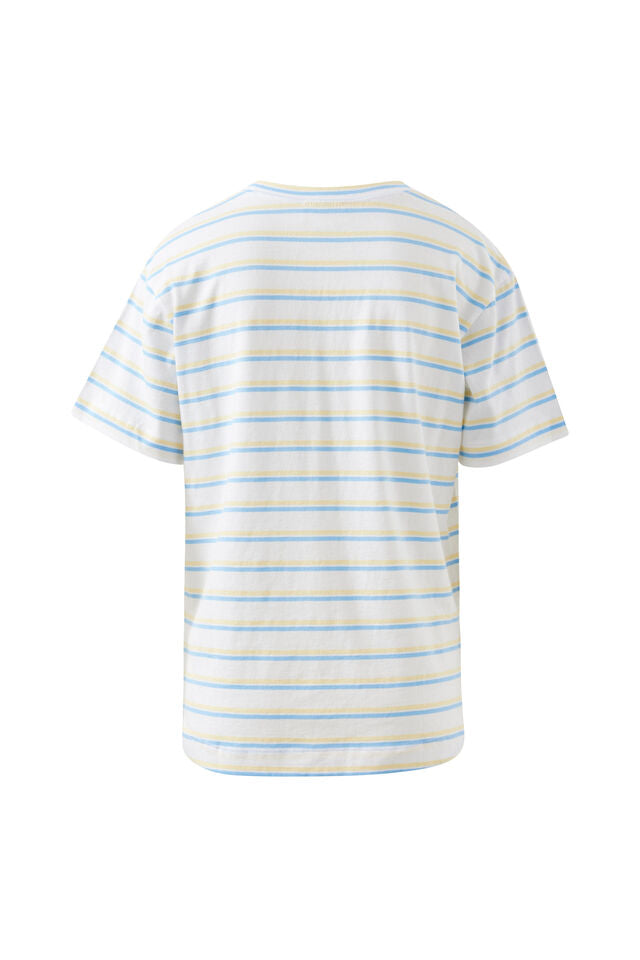 Stevie Slouchy Tee - Powder Blue/Sunny Yellow Stripe