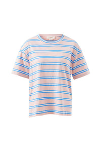 Stevie Slouchy Tee - Petal/Azure Blue Stripe