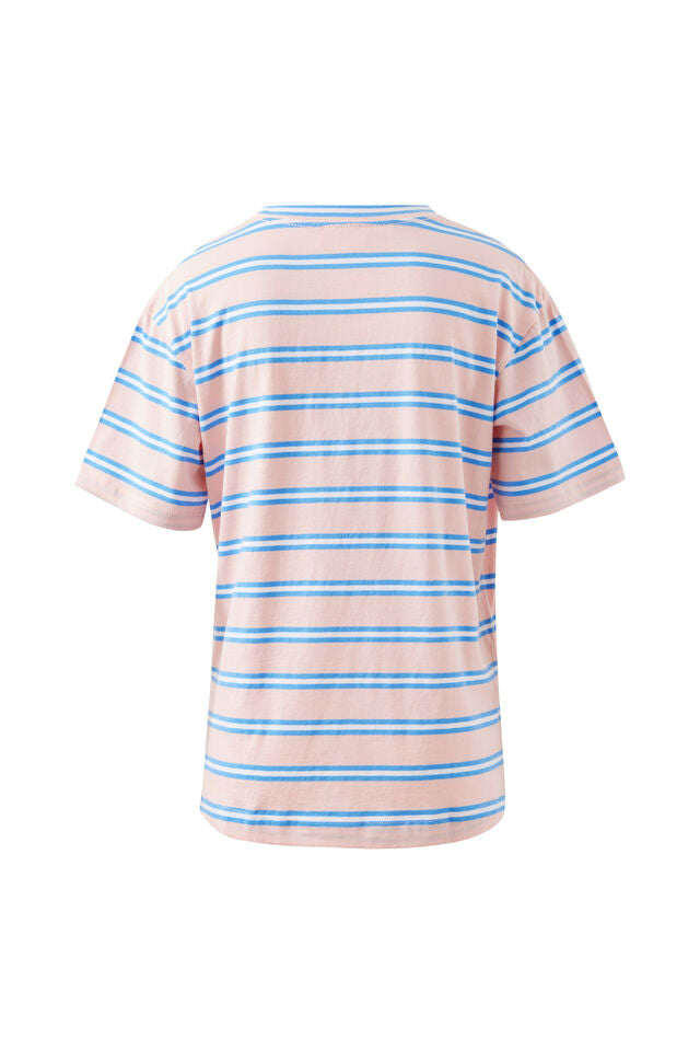 Stevie Slouchy Tee - Petal/Azure Blue Stripe
