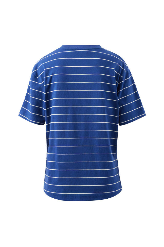 Stevie Slouchy Tee - Prussian Blue/Milk Stripe