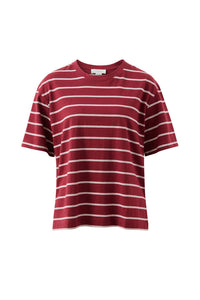 Stevie Slouchy Tee - Burgundy/Milk Stripe
