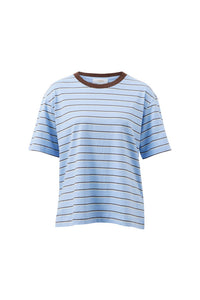 Stevie Slouchy Tee - China Blue/Choc Butter Stripe