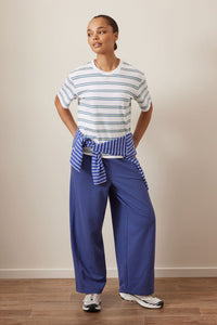 Stevie Slouchy Tee - White/Seafoam Stripe