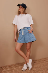 Darcy Relaxed Everyday Short - Indigo Stripe