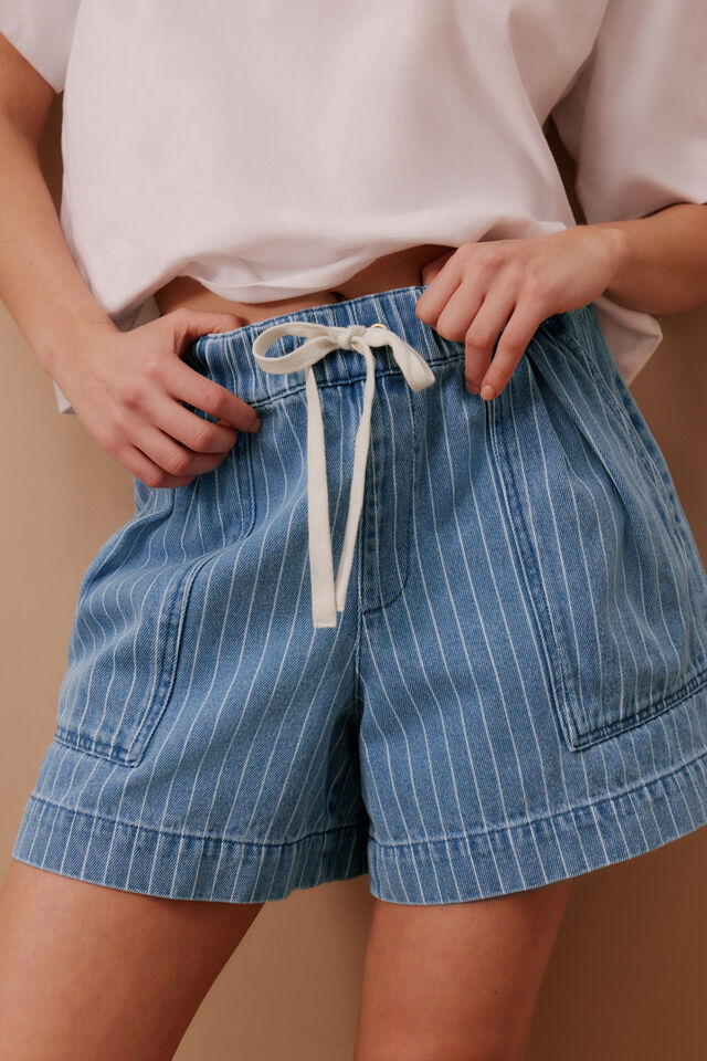 Darcy Relaxed Everyday Short - Indigo Stripe
