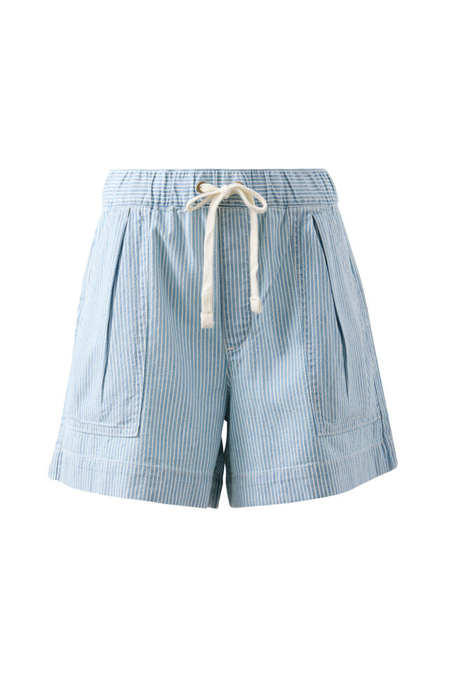 Darcy Relaxed Everyday Short - Indigo White Stripe