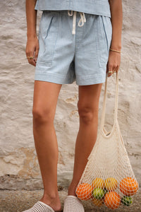 Darcy Relaxed Everyday Short - Indigo White Stripe