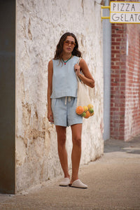 Darcy Relaxed Everyday Short - Indigo White Stripe