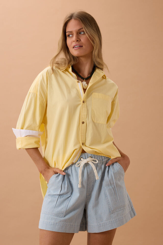 Darcy Relaxed Everyday Short - Indigo White Stripe