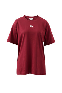 Lola Longline Step Hem Tee - Burgundy/Milk CL Logo Embroidery
