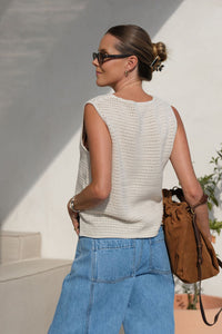 Margot Mesh Knit Tank - Ecru