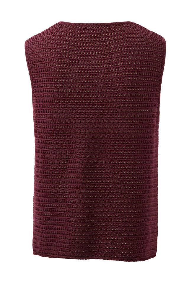 Margot Mesh Knit Tank - Wine