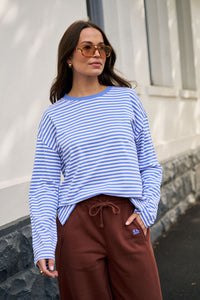 Scout Slouchy Long Sleeve Tee - Vintage Blue/White Stripe